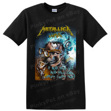 Metallica Whiplash Skull Headphones Rock Metal T Shirt Graphic Band Music Tee picture