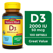 Vitamin D3 Dietary Supplement for Bone and Immune Health Support, 100 Count picture