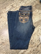 Sexy Couture Wome Bootcut Jeans With Rhinestone Embellished Cross Pockets picture