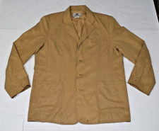VTG Territory Ahead Soft Sport Coat Blazer Size L Y2K Tan Silk Cotton Patch Pckt picture