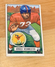 Rare 1951 Bowman #21 Arnold Weinmeister RC New York Giants Sharp Print Line picture