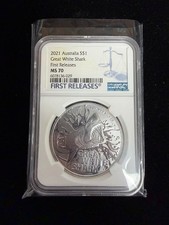 2021-P Australia Great White Shark 1 oz Silver NGC MS70 picture