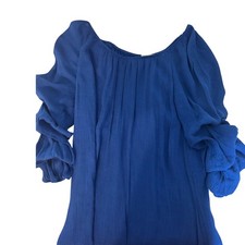 Indigo Rose ruffled Sleeve Boho XL dress Womens Royal Blue Textured Gauze  EUC picture