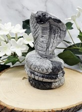 Natural Gray Nephrite Jade Cobra Sculpture Hand Carved Snake 1 lb 7.8 oz Crystal picture