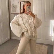 H&M Cable Knit Chunky Oversized Sweater Braided MEASUREMENTS picture