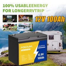 NEW 12V 100Ah LiFePO4 Lithium Battery 1280Wh Built-in 100A BMS 8000+ Cycle Deep picture