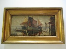ANTIQUE WALTER FARNDON PAINTING WPA MARINA OLD MASTERFUL LANDSCAPE IMPRESSIONIST picture
