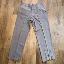 Vtg 40s 50s Rayon Drop Loop Trousers Pants Mens 33 31 Gabardine Suit Slacks Gray picture