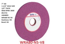 Radiac WRA80 Ruby Aluminum Oxide Surface Grinding Wheel 7 X 1/4 X 1-1/4 80 Grits picture