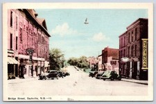 Vintage Canada Postcard SACKVILLE New Brunswick Bridge Street 1949 picture