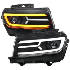 For 2014-15 Chevy Camaro LED Projector Headlights Turn Signal Lights Matte Black picture