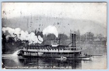 1910 PASSENGER STEAMER on the OHIO RIVER WHEELING WEST VIRGINIA WV POSTCARD picture