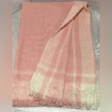 Vintage Morgan & Oates Plaid Pink Throw Blanket 46