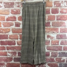 H&M Dress Pants Womens 6 Brown Cream Houndstooth Plaid Work Career Wear Trousers picture