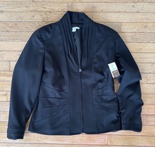 NWT Coldwater Creek Size 12 Jacket Blazer Ponte Black Shawl Collar Zip 129.99 picture