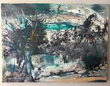 Ray Friesz (1930-2007) Large Abstract Original Painting on Canvas 35.5” x 26” picture