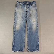 Vintage Levis 501xx Jeans 34x34 (32x31) Blue 555 Valencia USA 90s Distressed picture