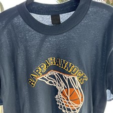 Vintage 80s Rappahannock Basketball Swoosh T-Shirt Men's Size XL Virginia Thin picture