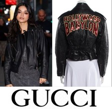 Gucci 2023 Black Red Hollywood Babylon Leather Sequin Jacket 38 40 6 8 Coat S M picture
