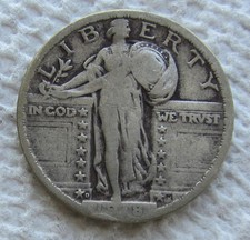 1918-D 25C Standing Liberty Quarter Rare Key Date Denver Bold Date Shows VF picture