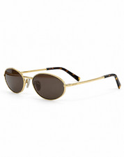 PRADA SPR A59S Sunglasses Gold Tone Oval Frame Brown Lenses 59-19-140 picture