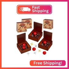 Gejoy 3 Packs Metal Jacks Game Set, 36 Jacks 6 Red Balls in Wooden Box picture