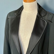 Carlisle Black Tuxedo Blazer | Size 4 | Satin Trim - Silk Lined | Single Button picture