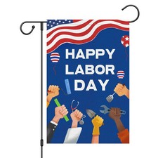 Happy Labor Day Garden Flag Working Tools Patriotic Usa Flags 12 X 18 Double picture