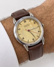 Vintage Movado Solidomatic Bumper Automatic 35mm Fancy Lugs Swiss Watch 1950s picture