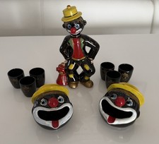 VTG Thames Redware Japan Decanter MCM Clown Hobo Shot Glasses Ashtrays Kitschy picture