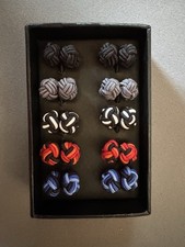 Rammentare Silk Knot Cufflinks 5 Pair Set Mixed Black Gray Blue Red New picture