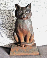 ANTIQUE 1920 - 30'S CAST IRON CAT DOORSTOP 12 1/2 x 7 VG CONDITION GREAT PATINA picture