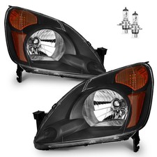Pair Headlights Black For 2002-2004 Honda CR-V CRV Sport Utility 4-Door w/Bulbs picture