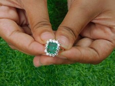 4.55 Ct Natural Emerald Diamond Engagement Wedding Ring 14K White Gold Size 7 picture