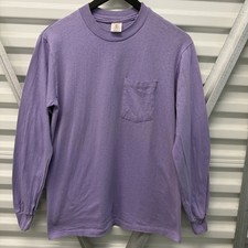 Vintage Stedman Hi Cru Blank Lavender Long Sleeve Pocket T-shirt Men’s M 1980s picture