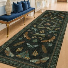 8 ft Long Hallway Runner Rug - Boho Green Rug for Kitchen Floor, Entrance Ind... picture
