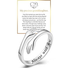 S925 Sterling Silver Hug Ring for Granddaughter Adjustable Ring picture