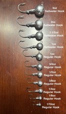 Round Jig Heads Bulk-1/16oz 1/8oz 1/4oz 3/8oz 1/2oz 3/4oz 1oz 1.5oz 2oz 3oz picture