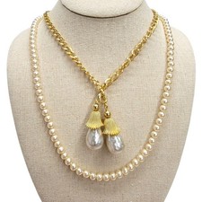 Vintage Sarah Coventry Fashion Parade Convertible Faux Pearl Drop Necklace picture