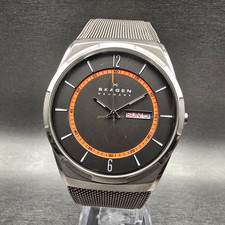Skagen Melbye Watch Men 40mm Gray Dial Titanium Daydate Round SKW6007 New Batt picture