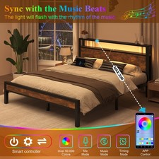 Bed Fame Full/Queen/King with Wooden Storage Headboard and Charging Station picture