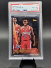 1996-97 NBA Topps Allen Iverson RC Rookie NBA 50th Foil PSA 8 Basketball 76ers picture