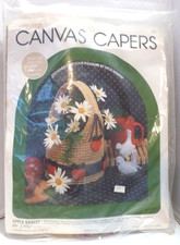 Vtg 1984 CANVAS CAPERS Apple Basket Embroidery Plastic Canvas Kit 6.75 × 11.5 picture