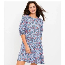 LOFT Garden Tiered Floral Print Long Sleeve Lightweight Pocket Swing Dress Small picture