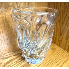 Massive 10 Lb Vintage Clear Crystal Swirl Vase Heavy Thick Art Glass 9.5