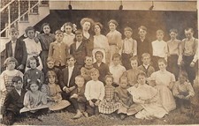 H82/ Interesting Teacher RPPC Postcard c1910 Early School Students 105 picture