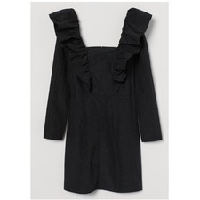 H&M Black Long Sleeve Ruffles Dress Size XXL NWT picture