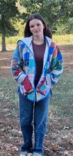 Upcycled handmade quilt jacket women's size medium picture