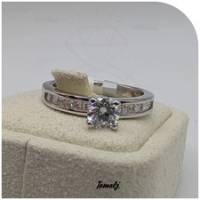 2 Ct Round Cut VVS1 Moissanite Channel Set Engagement Ring 14k White Gold Plated picture