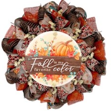 Harvest or Fall Wreath Fall is my Favorite Color Handmade picture